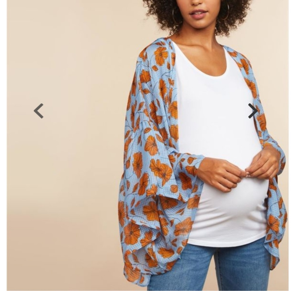 Maternity Ruffle Sleeve Wrap Kimono